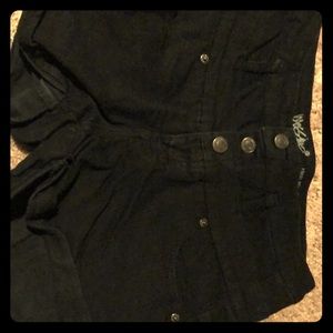 High- waisted black denim shorts